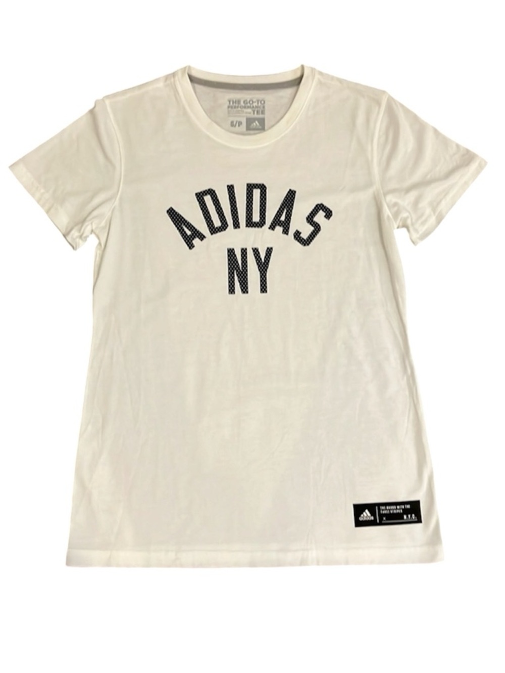 Adidas NY Climalite Performance Tee White Black Logo Women’s Small NWOT